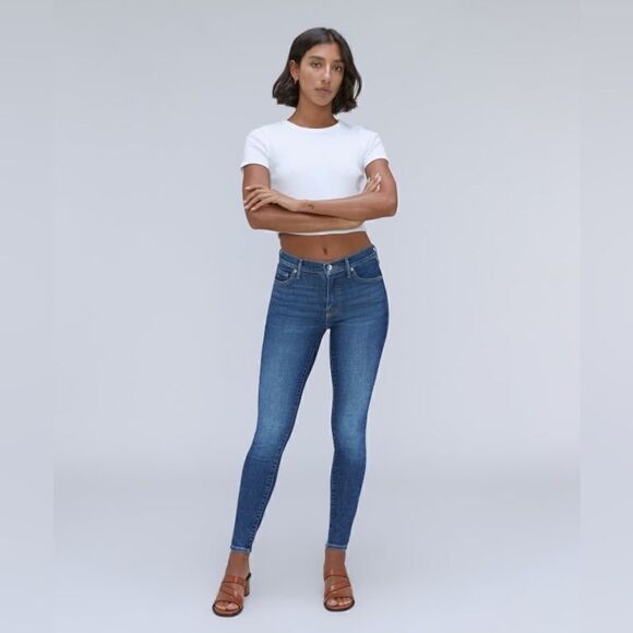 Everlane Skinny Blue Jeans Mid Rise Ankle Stretch Size 24 - Picture 3 of 10